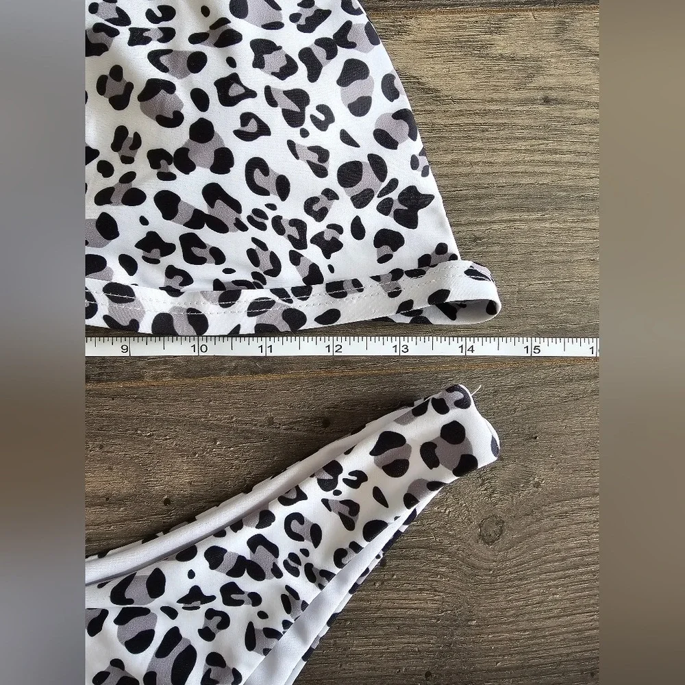 szL Animal Print Colorblock High Waist String Bikini Vacation Beach Pool Mobwife